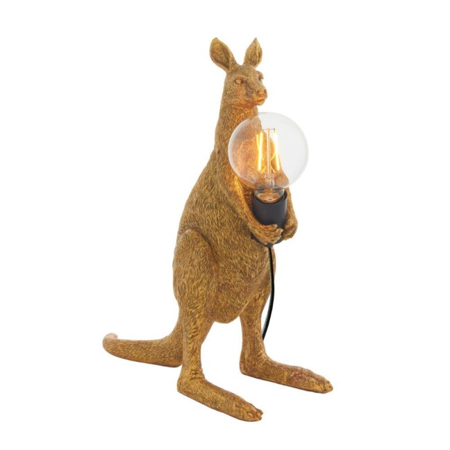 Złota lampa stołowa Zodiac z motywem kangura