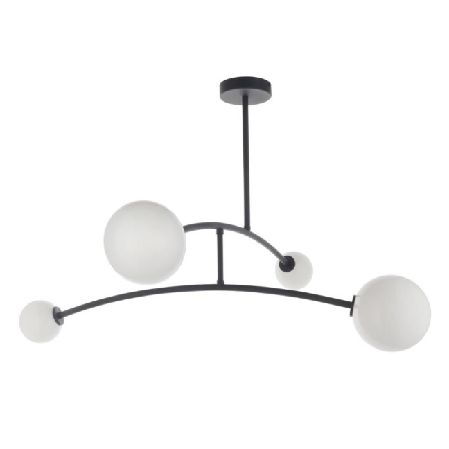 Nowoczesna czarna lampa sufitowa Zenith z mlecznymi kloszami