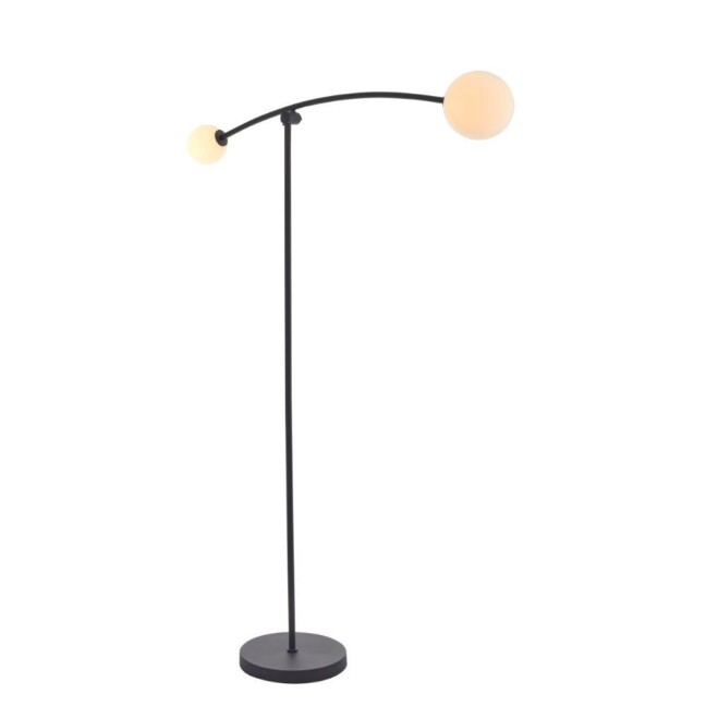 Stylowa lampa podłogowa Zenith z mlecznymi kloszami