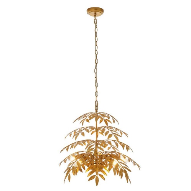 Złota wisząca lampa Paradise z motywem gałązek