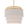 Duża wisząca lampa Alabaster z kloszem ozdobionym frędzlami