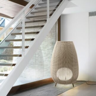 Beżowa lampa stojąca Amphora 01 z LED i ściemniaczem