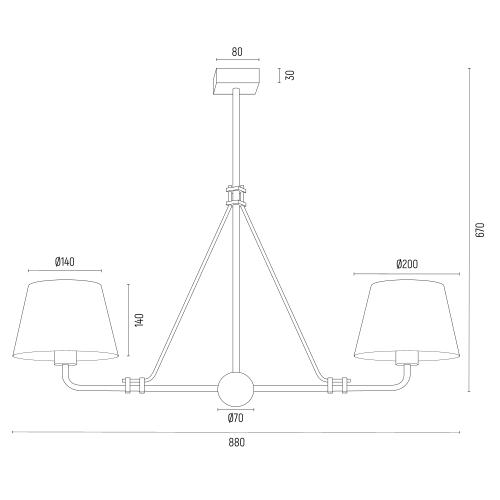 Elegancka wisząca lampa Atrani w stylu postarzanego złota