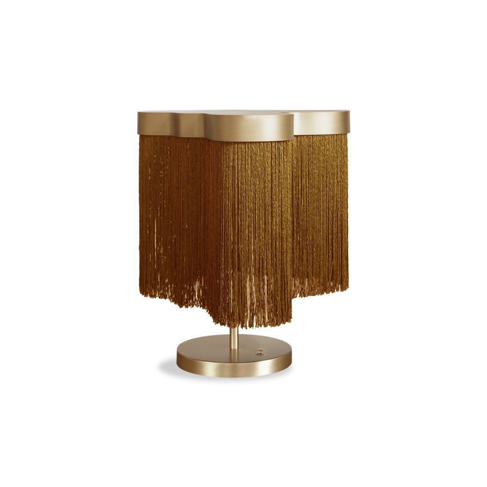 Lampa stołowa Arcipelago ta cognac z frędzlami i oświetleniem LED