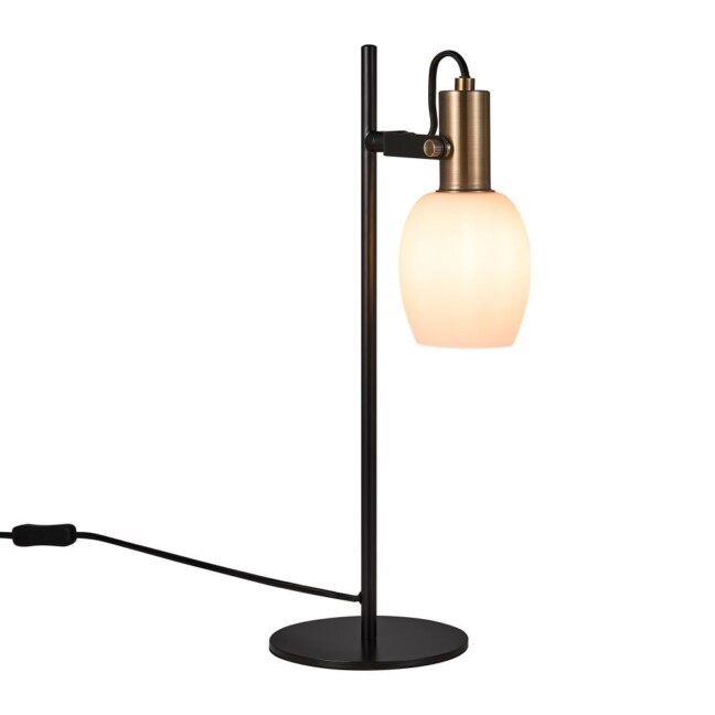 Czarna stołowa lampa Arild z kloszem ze szkła