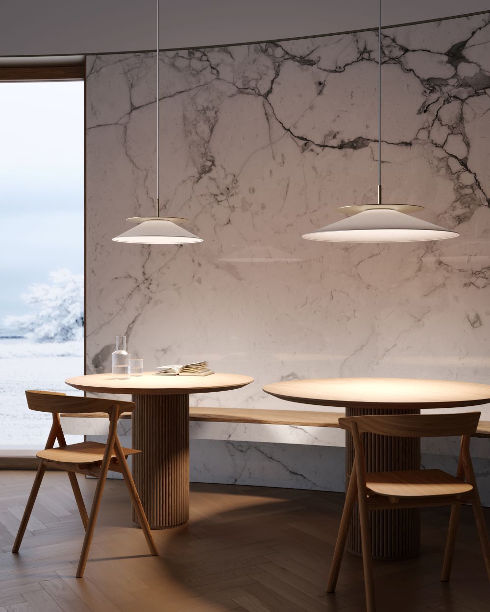 Lampa wisząca Asia o średnicy 70 cm w złotym kolorze z białym abażurem