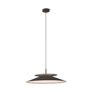 Brązowa, duża lampa wisząca Asia z szarym abażurem o średnicy 70 cm