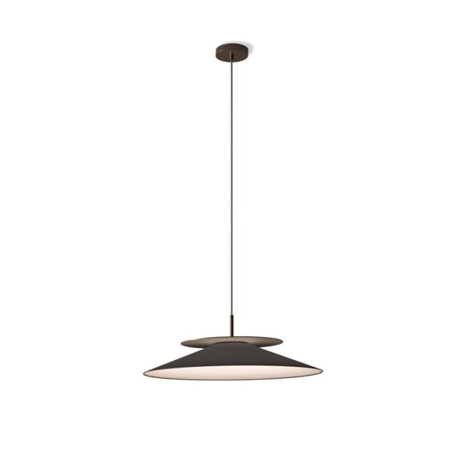 Brązowa lampa wisząca Asia o średnicy 46 cm z szarym abażurem