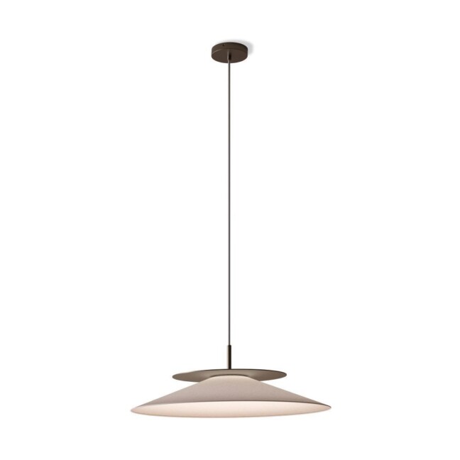 Wisząca lampa Asia w brązowym kolorze z białym abażurem o długości 70 cm