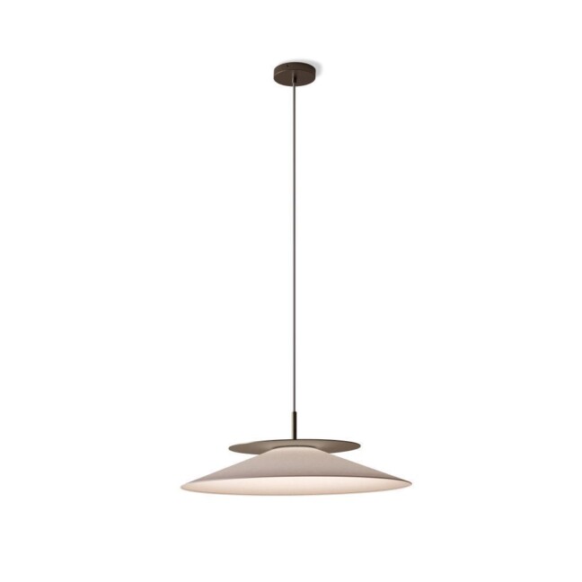 Wisząca lampa Asia w brązowym kolorze z białym abażurem o średnicy 46 cm