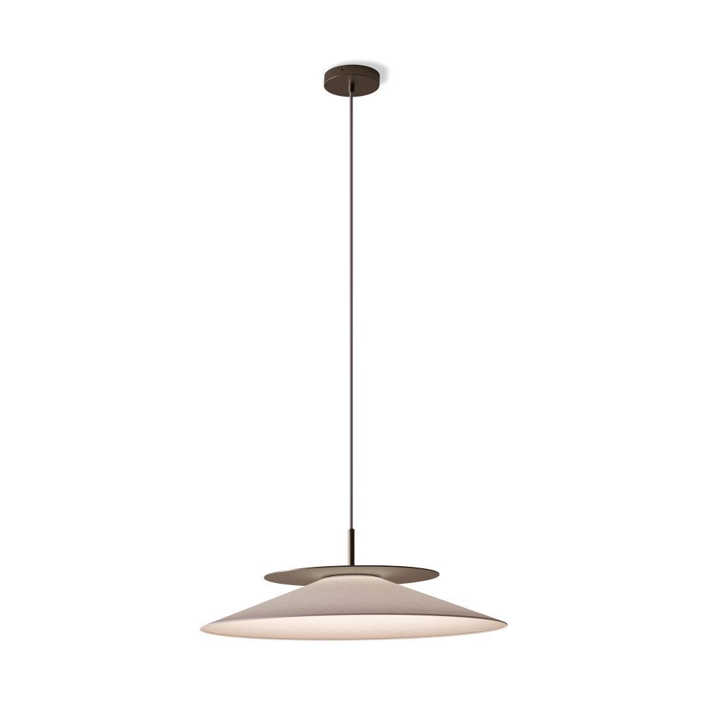 Wisząca lampa Asia w brązowym kolorze z białym abażurem o długości 70 cm