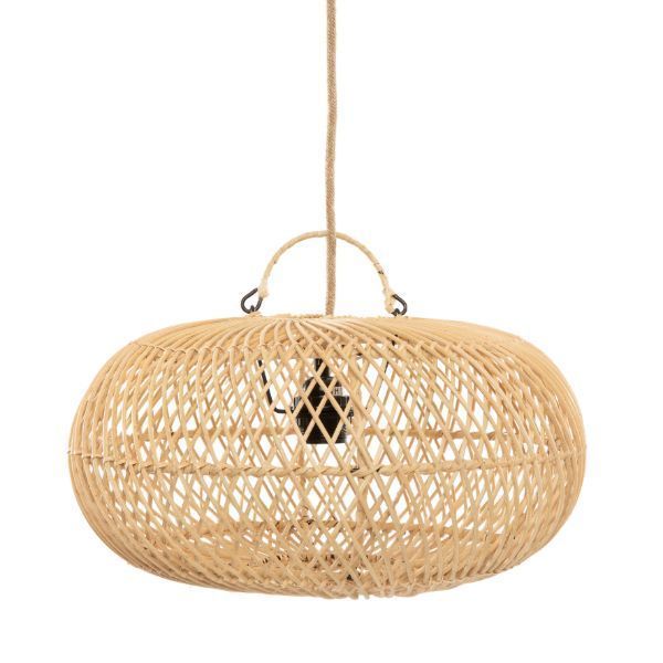Mała wisząca lampa Wholly S z kloszem wykonanym z rattanu