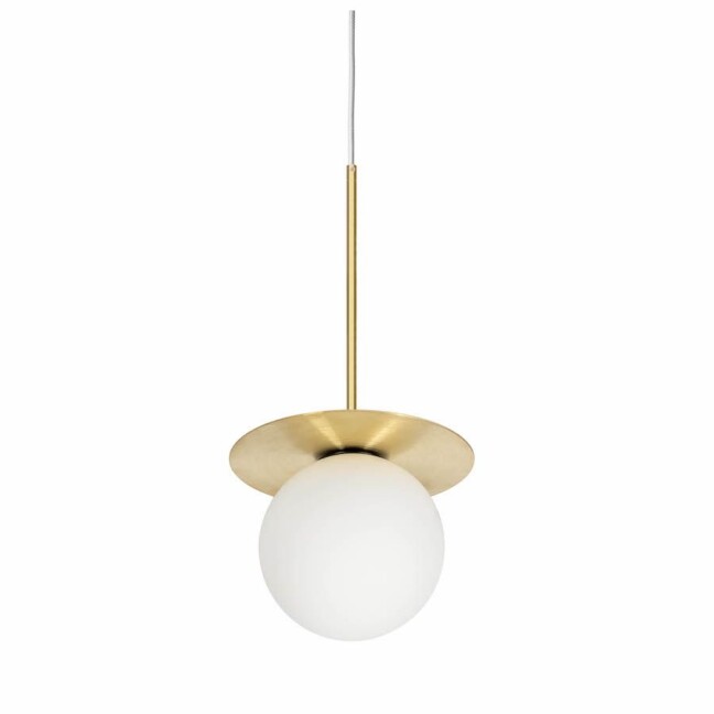 Wisząca lampa Borra B – szklany klosz w odcieniu mosiądzu