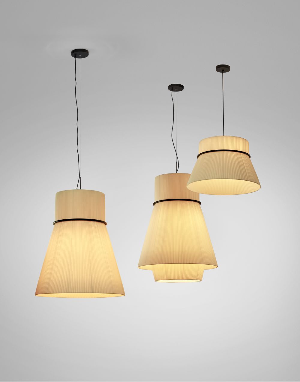 Wisząca lampa Folie S/70.2 w kolorze beżowym