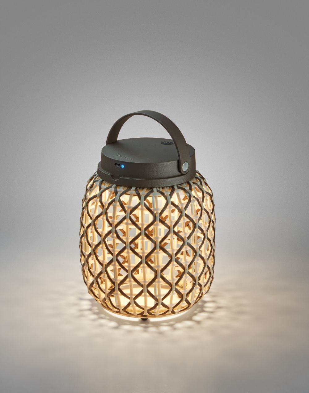 Brązowa przenośna lampa stołowa Nans M/21/R o klasie ochrony IP20