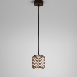 Brązowa, wisząca lampa Nans S/16 w kompaktowym rozmiarze do użytku zewnętrznego