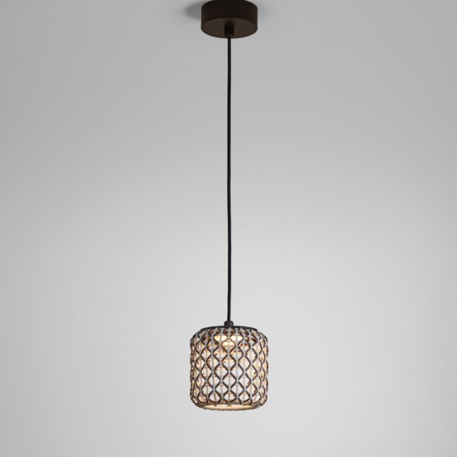 Brązowa, wisząca lampa Nans S/16 w kompaktowym rozmiarze do użytku zewnętrznego