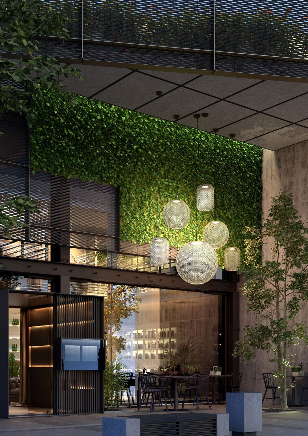 Beżowa lampa wisząca Nans Sphere S/60 Outdoor