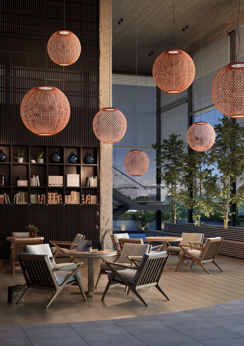Wisząca lampa zewnętrzna Nans Sphere S/60 w kolorze brązowym