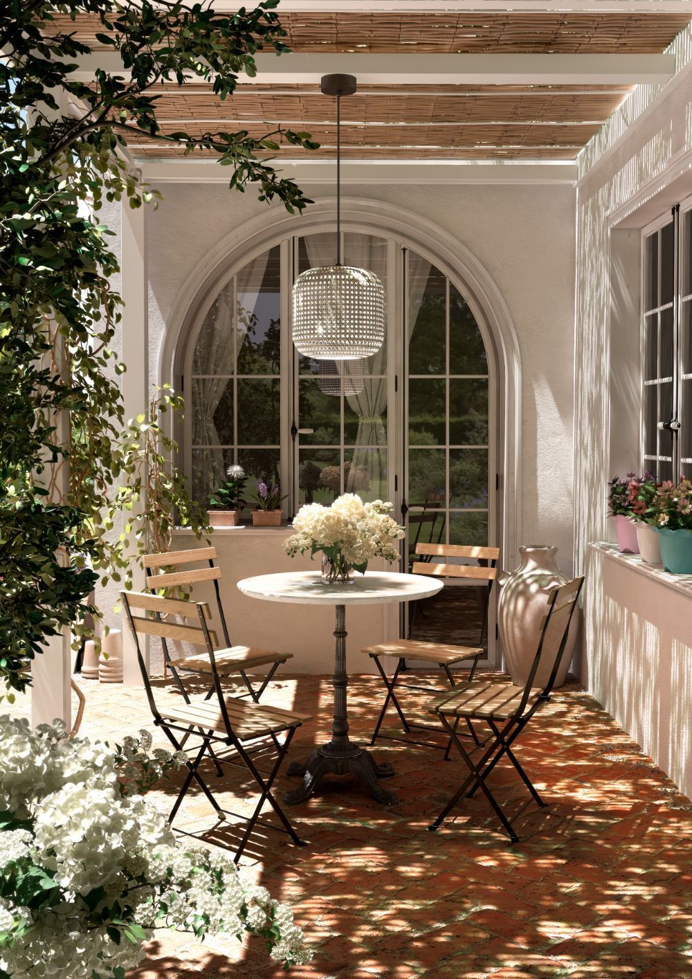 Beżowa lampa wisząca Nans S/31 Outdoor