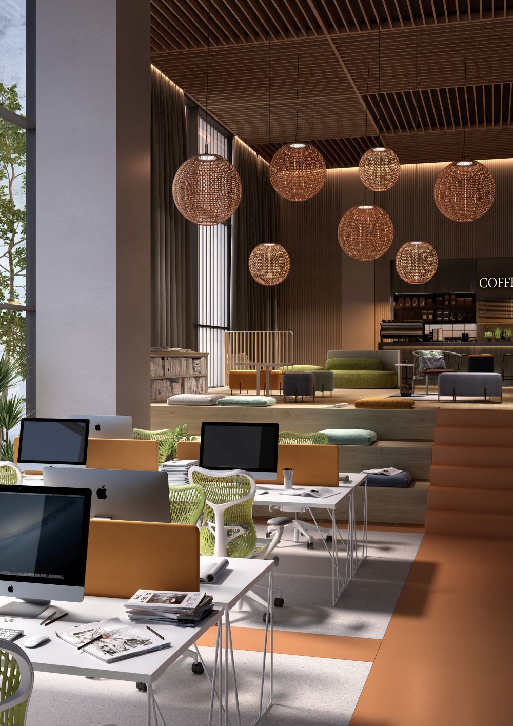 Czerwona, duża lampa wisząca Nans Sphere S/80 Outdoor