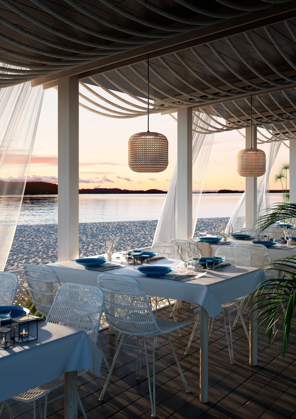 Beżowa lampa wisząca Nans S/31 Outdoor