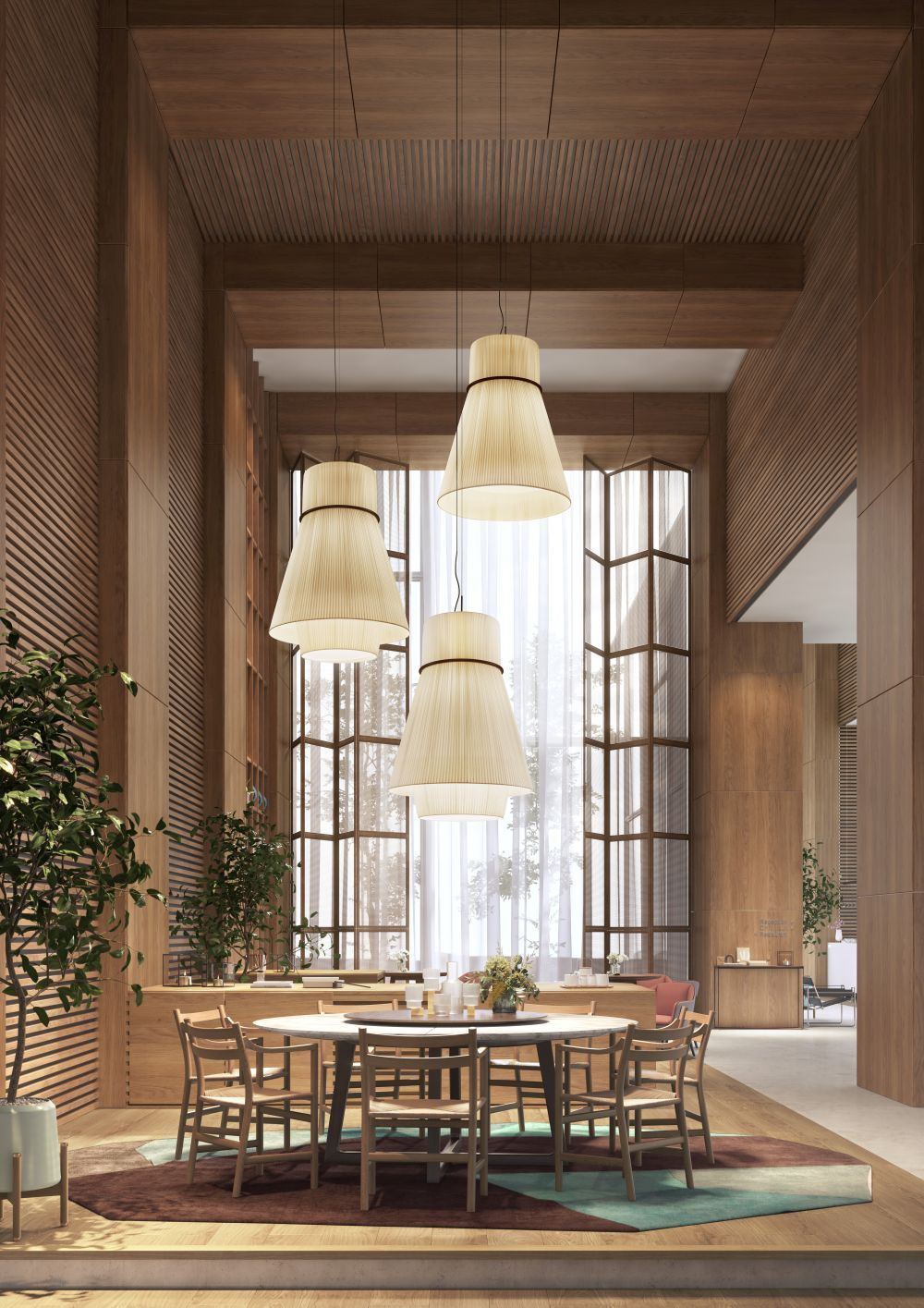 Wisząca lampa Folie S/70.2 w kolorze beżowym