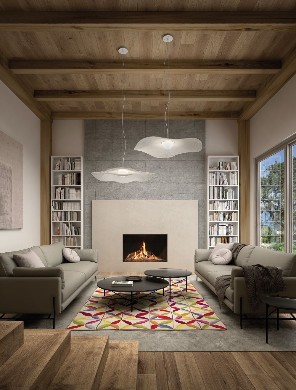 Kremowa wisząca lampa Mediterrània S/105 z oświetleniem LED i klasą szczelności IP20