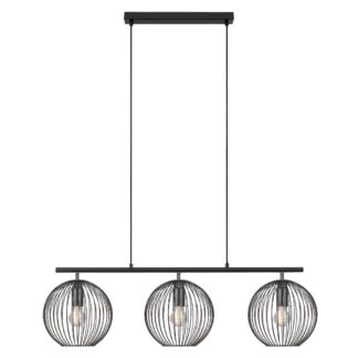 Czarna lampa wisząca Beroni - 3 klosze