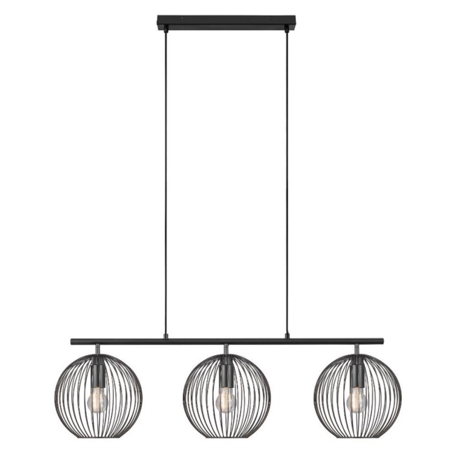 Czarna lampa wisząca Beroni - 3 klosze