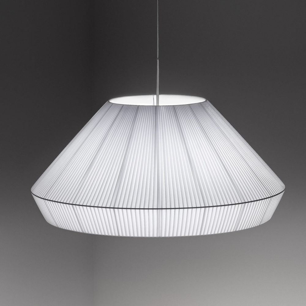 Wisząca lampa Mei 125 w białym kolorze z plisowanym kloszem