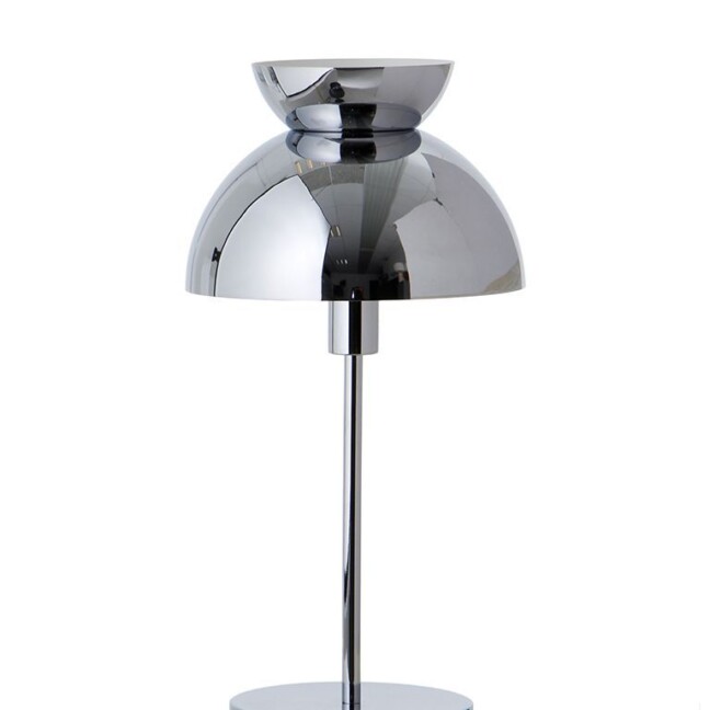 Nowoczesna lampa stołowa Butterfly z półokrągłym kloszem w błyszczącym chromie