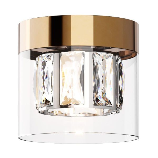 Złota lampa sufitowa Gem z szklanym kloszem