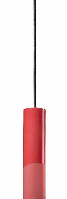 Podłużna, wisząca lampa Pi w odcieniach koralowego i czerwonego