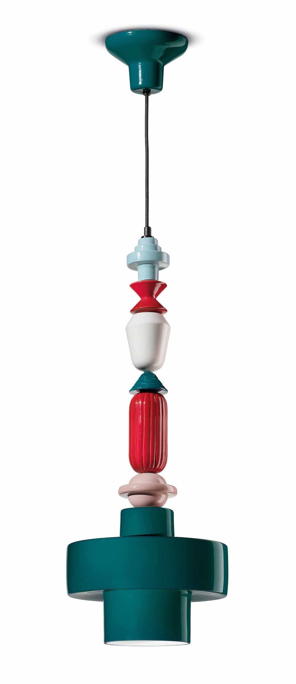 Wisząca lampa ceramiczna Lariat C2531 w odcieniu ciemnej zieleni