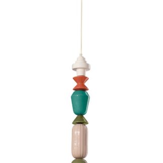 Wisząca lampa ceramiczna Lariat C2711 z kloszem w kolorze śmietankowym