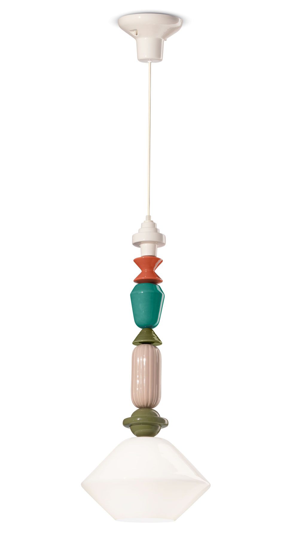 Wisząca lampa ceramiczna Lariat C2711 z kloszem w kolorze śmietankowym