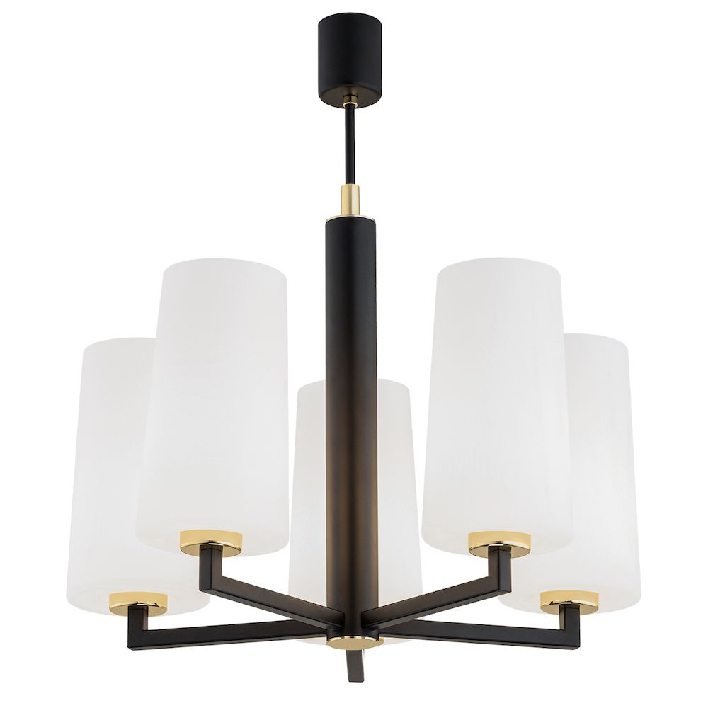 Czarny żyrandol Camelot z szklanymi kloszami