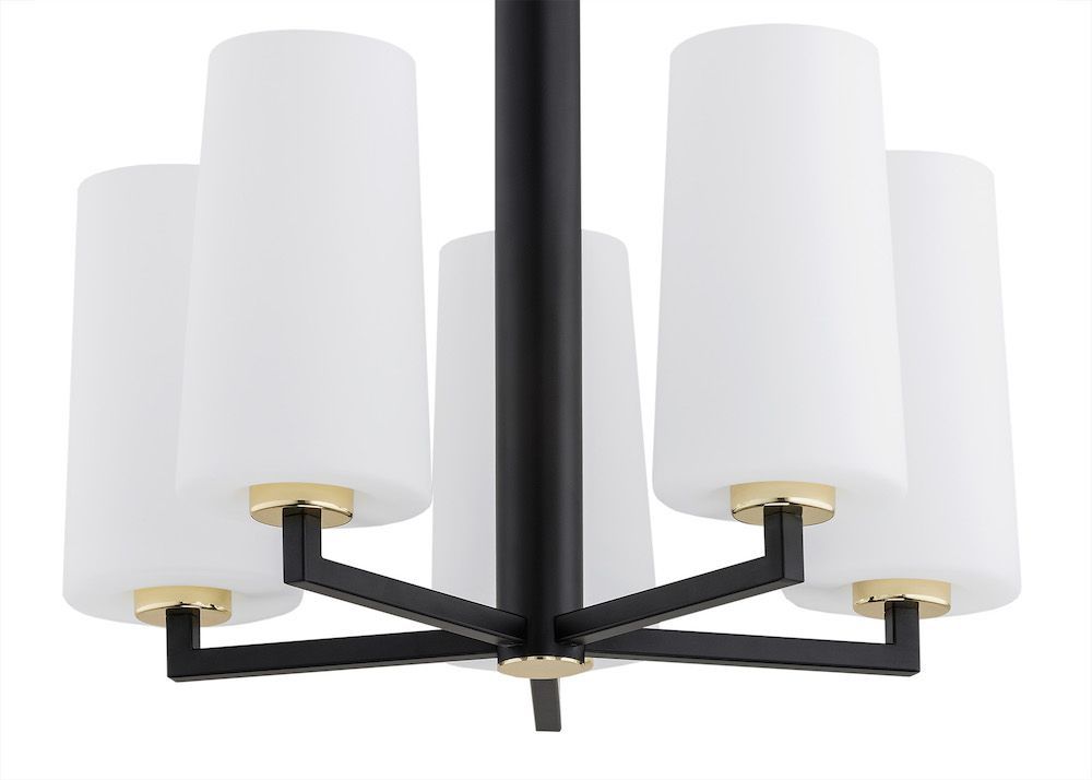 Czarny żyrandol Camelot z szklanymi kloszami