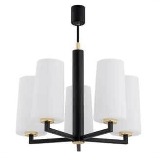 Czarny żyrandol Camelot z szklanymi kloszami