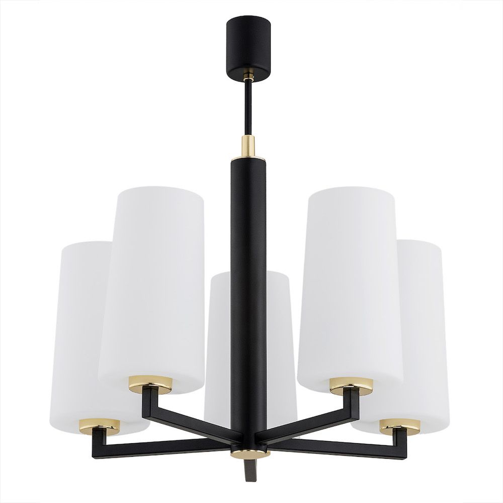 Czarny żyrandol Camelot z szklanymi kloszami