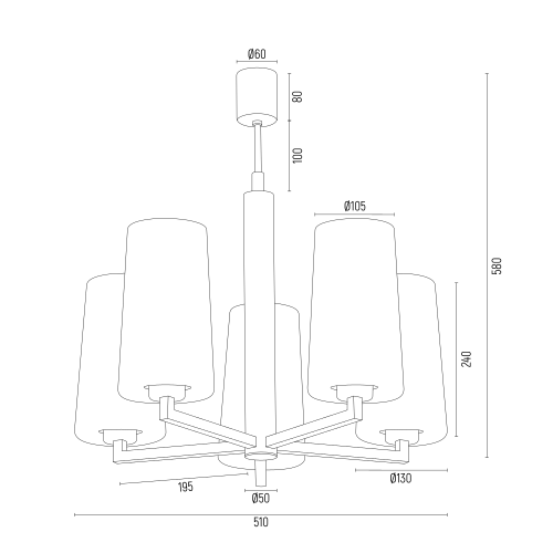 Czarny żyrandol Camelot z szklanymi kloszami