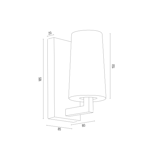 Czarny kinkiet Camelot ze szklanym kloszem