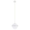 Minimalistyczna lampa wisząca Cappella z metalowym kloszem i kremowym przewodem