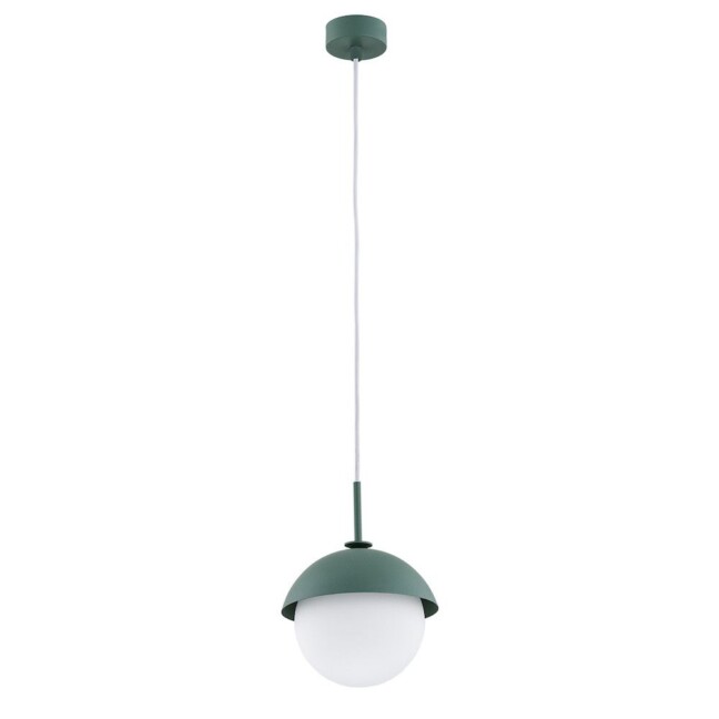 Minimalistyczna wisząca lampa Cappella z akcentami w kolorze zielonym