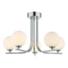 Srebrna lampa wisząca Cradle 5 z mlecznymi kloszami do salonu