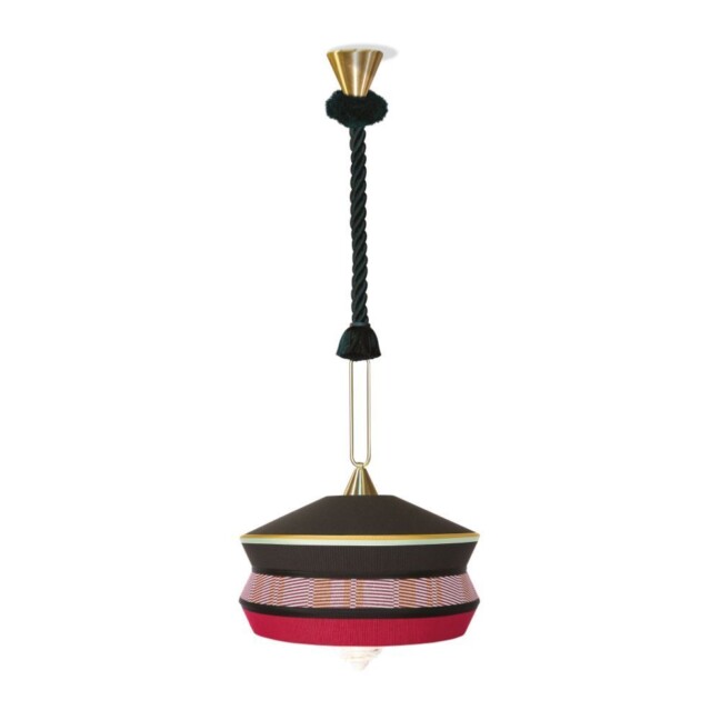 Wisząca lampa Calypso So Antigua w czerni i czerwieni