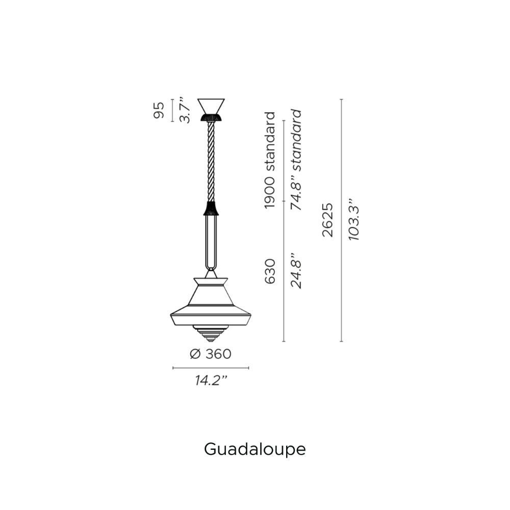 Wisząca lampa Calypso So Guadaloupe w kolorach czerni i czerwieni