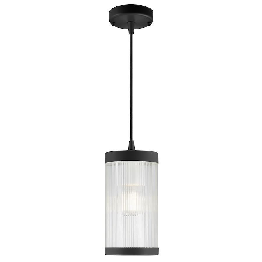 Wisząca lampa Coupar w czarnym kolorze z dekoracyjnym kloszem i klasą szczelności IP54