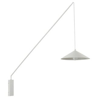 Biały kinkiet Swing z szerokim kloszem, idealny do gabinetu